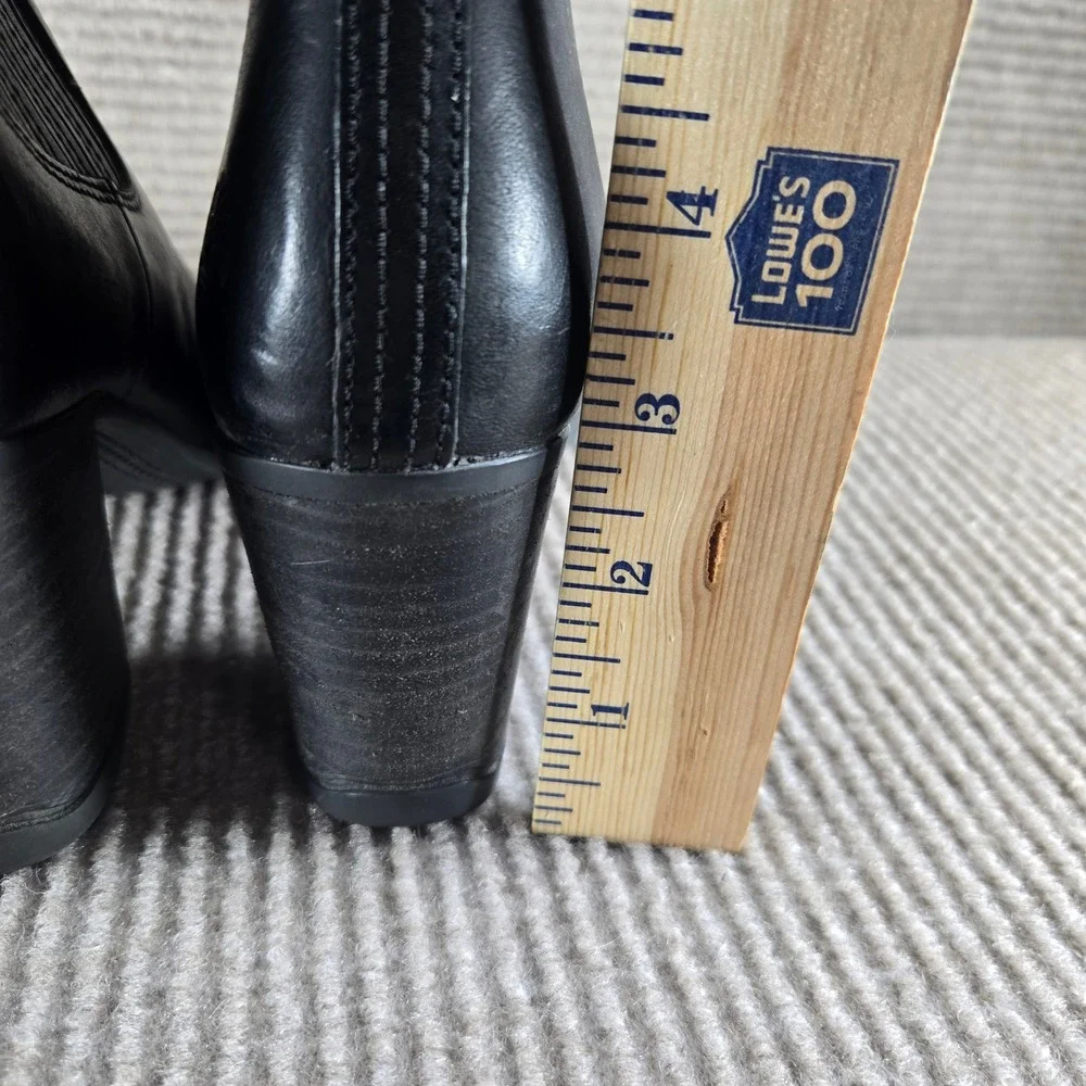 Timberland Womens‎ 6W Black Leather Block Heel Chelsea Ankle Boots A1979